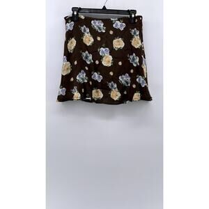 BP. Women's Brown Floral A-Line Mini Skirt SZ M